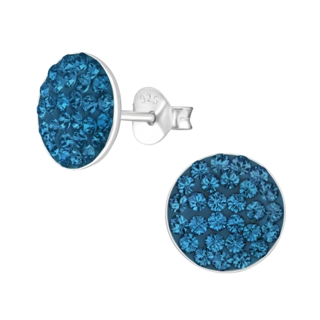 Rund mit echten europäischen Kristallen - Ohrstecker aus 925er Sterlingsilber Lacrystale