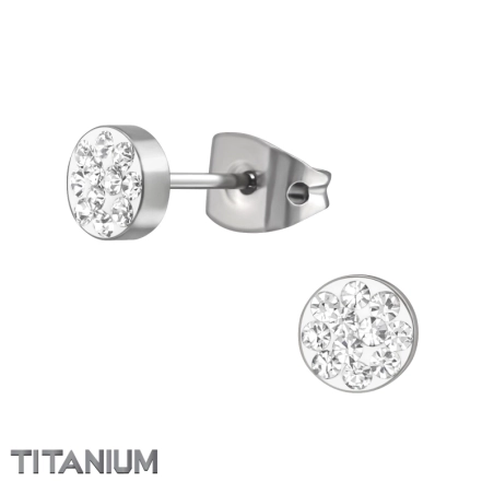 Rundes Ohr aus Titan mit Kristallen Titan-Ohrstecker Schmuck | All4silver