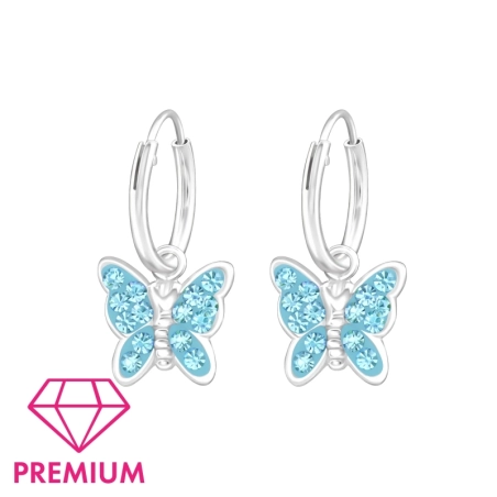 Schmetterling - Premium* - 925Er Sterling Silber Creolen Für Kinder