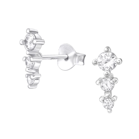Funkelnd Ohrstecker mit Zirkonia Steinen Schmuck | All4silver