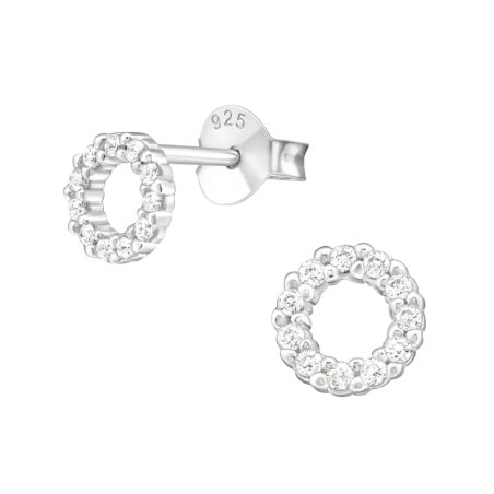 Kreis Ohrstecker mit Zirkonia Steinen Schmuck | All4silver