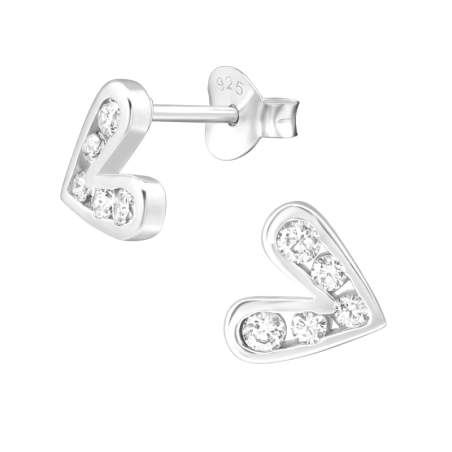 Herzen Ohrstecker mit Zirkonia Steinen Schmuck | All4silver