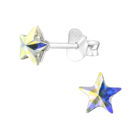 Stern mit echten europäischen Kristallen - Ohrstecker aus 925er Sterlingsilber Lacrystale
