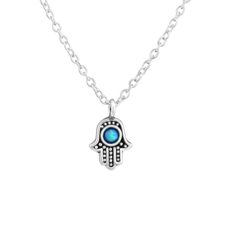 Hamsa - Silber 925 Halsketten mit Steinen
