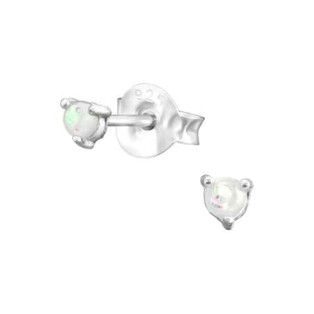Rund 2 mm - Ohrstecker aus 925er Sterlingsilber mit Halbedelstein