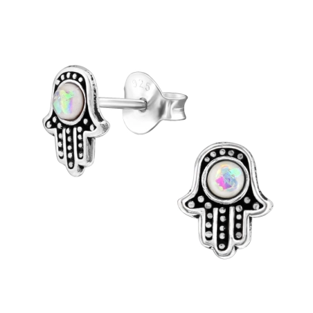 Hamsa Ohrstecker mit Halbedelsteinen Schmuck | All4silver