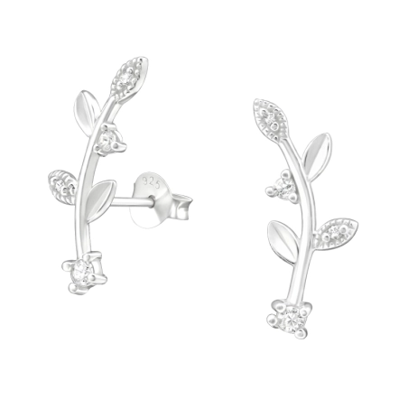 Flügel Ohrstecker mit Zirkonia Steinen Schmuck | All4silver