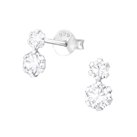 Rund - Schmuck Ohrstecker aus Silber 925 mit Zirkon