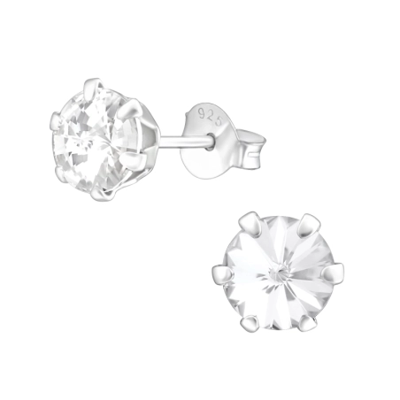 Rund mit echten europäischen Kristallen - Sterling Silber 925 Lacrystale Ohrstecker