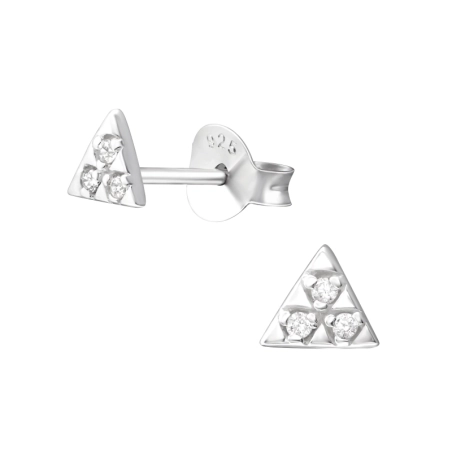 Ein Dreieck Ohrstecker mit Zirkonia Steinen Schmuck | All4silver