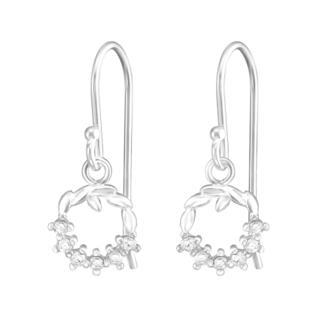 Weihnachtskranz Ohrringe mit Zirkonia Steinen Schmuck | All4silver