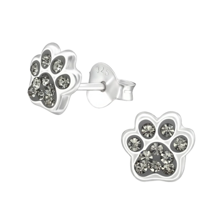 Pfotenpresse Ohrstecker mit Steinen Schmuck | All4silver