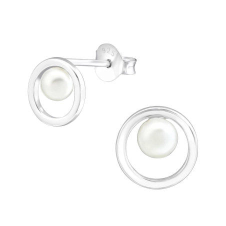 Kreis Ohrstecker mit Perlen Schmuck | All4silver