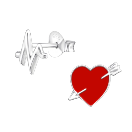 Heartbeat - Mismatch - Einfache Ohrstecker aus 925er Sterlingsilber