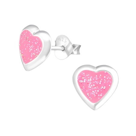 Herzen Ohrstecker mit Emaillefarben Schmuck | All4silver