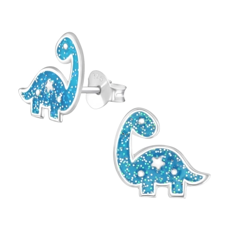 Dinosaurier Ohrstecker mit Emaillefarben Schmuck | All4silver