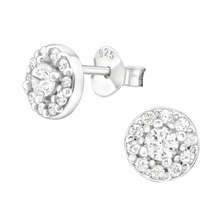 Runden Ohrstecker mit Zirkonia Steinen Schmuck | All4silver