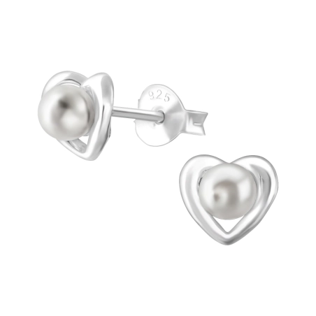 Herzen Ohrstecker mit Perlen Schmuck | All4silver