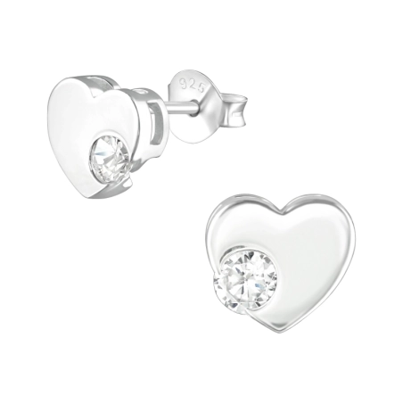Herzen Ohrstecker mit Zirkonia Steinen Schmuck | All4silver