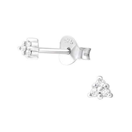 Ein Dreieck Ohrstecker mit Zirkonia Steinen Schmuck | All4silver