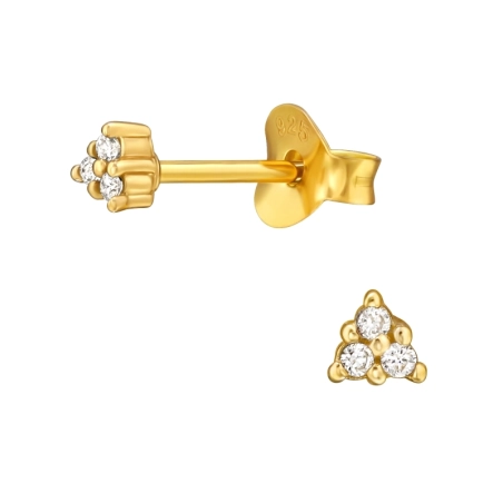 Goldenes Dreieck mit Zirkonia - 925Er Silber Ohrstecker Mit Zirkonia Steinen
