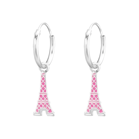 Hängender Eiffelturm - Schmuck Silber 925 Creolen
