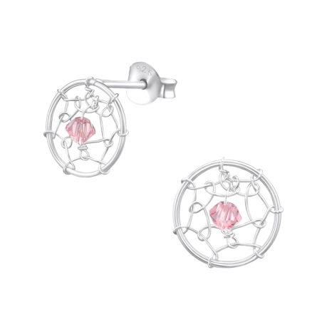 Traumfänger Ohrstecker mit Kristall Schmuck | All4silver