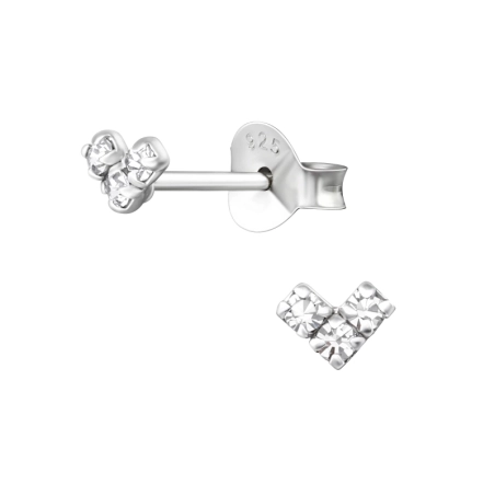 Mini-Herzen Ohrstecker mit Kristall Schmuck | All4silver