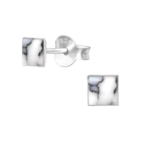 Quadratisch - Schmuck Silber 925 Einfache Ohrstecker