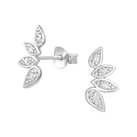 Blätter - Schmuck Sterling Silber 925 Ohrstecker mit Zirkon