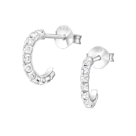Halber Reifen Ohrstecker mit Kristall Schmuck | All4silver