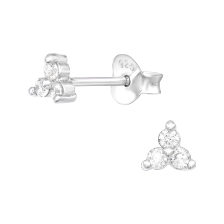 Ein Dreieck Ohrstecker mit Zirkonia Steinen Schmuck | All4silver