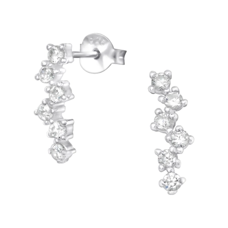 6 Zirkone - Schmuck Ohrstecker aus Silber 925 mit Zirkon
