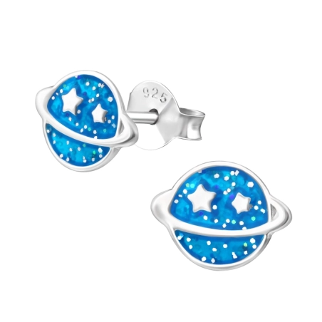 Saturn-Planet Ohrstecker mit Emaillefarben Schmuck | All4silver