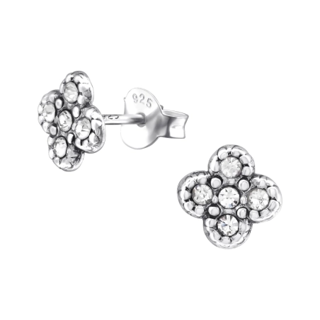 Blume - Puzet-Ohrringe aus Silber 925 Kristall