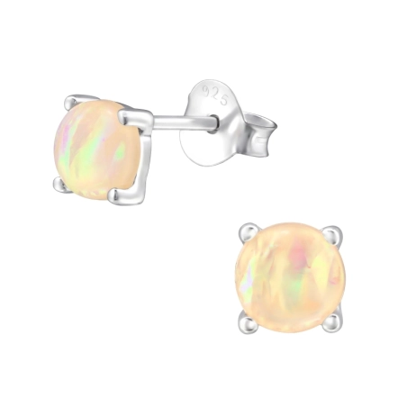 Runden Ohrstecker mit Halbedelsteinen Schmuck | All4silver