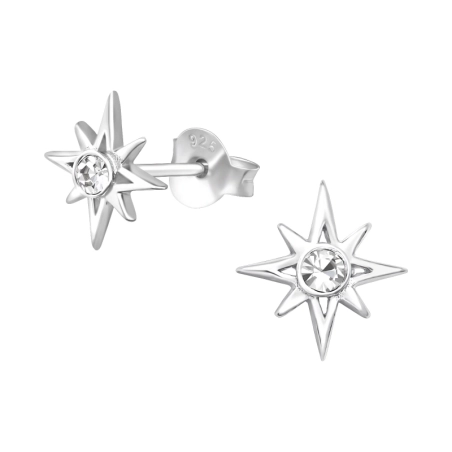 Die Sonne Ohrstecker mit Kristall Schmuck | All4silver