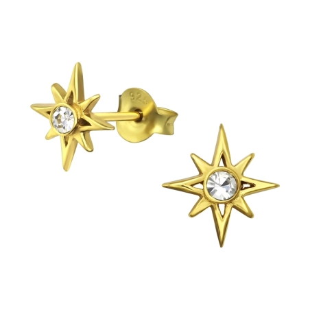 Ein Stern Ohrstecker mit Kristall Schmuck | All4silver