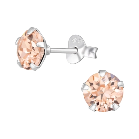 Rund 6 mm mit echten europäischen Kristallen - Sterling Silber 925 Lacrystale Ohrstecker