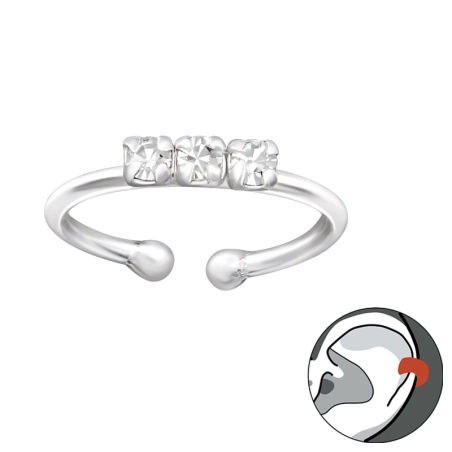 3 Steine - Schmuck Silber 925 Ohrringe für ein Ohr