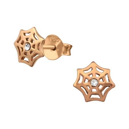 Spinnennetz Ohrstecker mit Kristall Schmuck | All4silver
