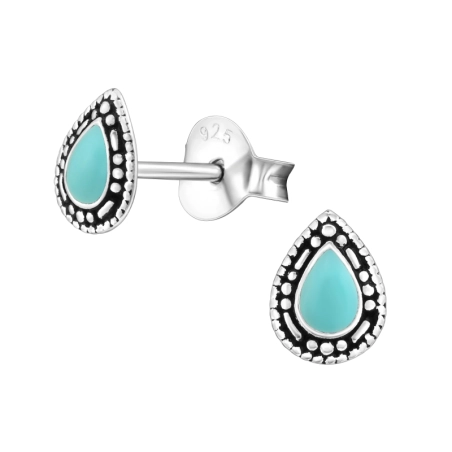 Eine Träne Ohrstecker mit Halbedelsteinen Schmuck | All4silver