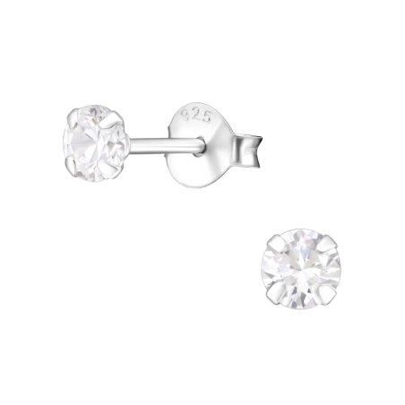 5 mm rund - 925 Sterling Silber Basic Ohrringe