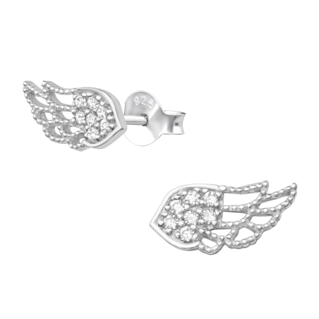 Flügel Ohrstecker mit Zirkonia Steinen Schmuck | All4silver
