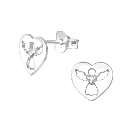 Engel Ohrstecker mit Zirkonia Steinen Schmuck | All4silver