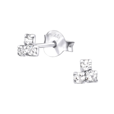 Ein Dreieck Ohrstecker mit Kristall Schmuck | All4silver