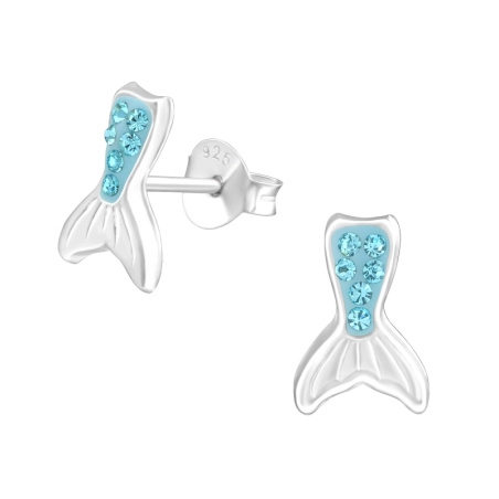 Meerjungfrau-Schwanz Ohrstecker mit Steinen Schmuck | All4silver