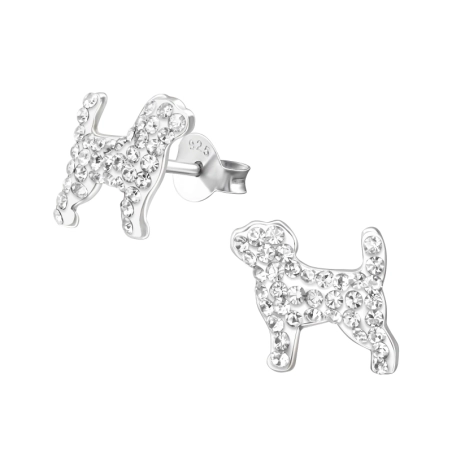 Der Hund Ohrstecker mit Steinen Schmuck | All4silver