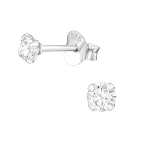 Ohrstecker mit einem Zirkonia - 925 Sterling Silber Basic Ohrstecker