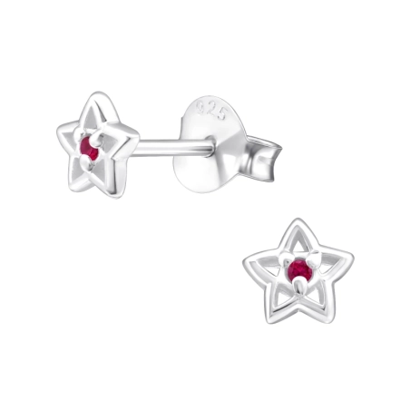 Stern - Puzet-Ohrringe aus Silber 925 mit Zirkon